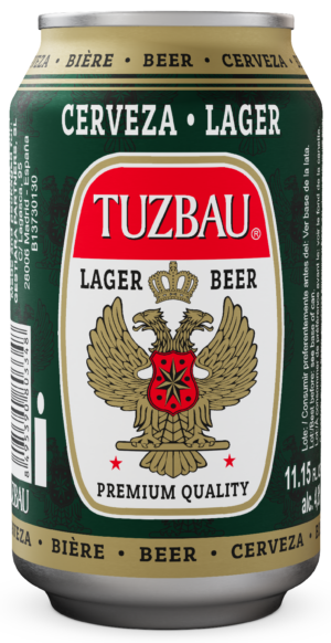Cerveza Tuzbau 4,8% lager española para exportación internacional