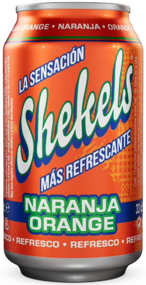 Refresco Shekels Naranja español para exportación internacional